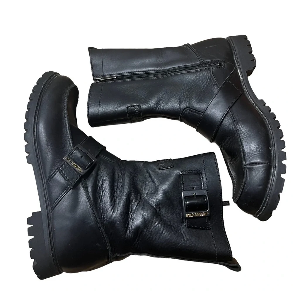 HARLEY-DAVIDSON Leather Street Boots in Classic Black Size 8.5 —Men’s
